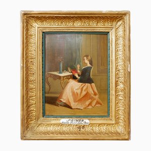 Primer, Paris School Woman with Mirror, Oil on Panel