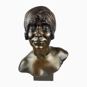 Bronze Bust of Woman with Turban by Arsène Matton