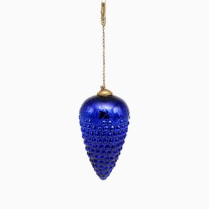 Vintage Cobalt Blue Mercury Glass Cluster of Kugel Fruit Shaped Grapes as Hangin