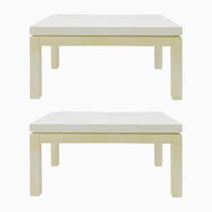 Mesas auxiliares / auxiliares lacadas en blanco crema. Juego de 2