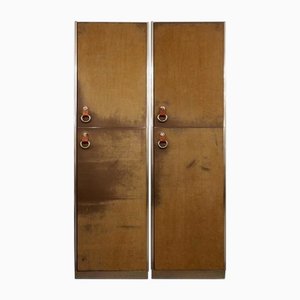Armoires en Daim Marron et Métal par Guido Faleschini, 1960s, Set de 2