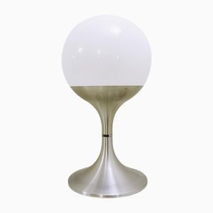 Steh-/Tischlampe aus Opalglas & gebürstetem Aluminium, 1970er