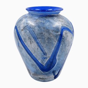 Blau schillernde Vintage Vase von Georges Castellino