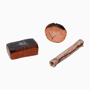 Lachsrosa Keramik von N. Lebrun für Fond d'Atelier, Belgien, 1970er, 3er Set