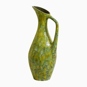 Großer grüner Mid-Century Keramikkrug mit Ausguss