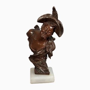 Junges Mädchen aus Bronze mit Kirschen von Van Der Straeten