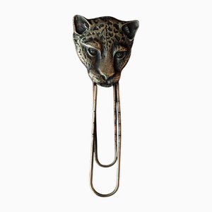 Vintage Brass Cheetah Bookmark, Paper Clip, Jewellery or Letter Clip, Italy, 1980s