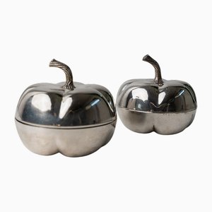 Versilbertes Vintage Kürbis Feuerzeug und Aschenbecher oder Schale von Christian Dior, 1970er, 2er Set
