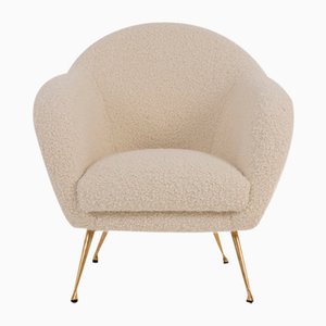 Mid-Century Modern Italian Lounge Chair in Alpaca Boucle, 1950s