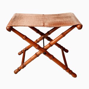 Vintage Faux Bamboo Folding Stool, 1950s