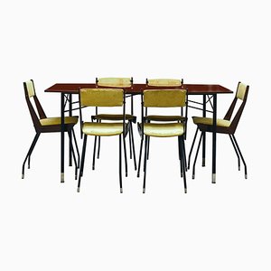 Dining Table and Chairs from RB Rossana, Italy, 1950s, Set of 7