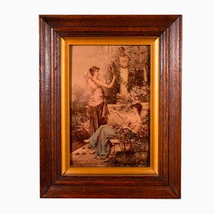 Spätviktorianischer Crystoleum Mezzotinta mit Rahmen, 1890er