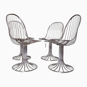 Chairs in Chromed Steel attributed to Gastone Rinaldi for Rima, 1970s, Set of 4
