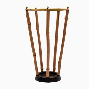 Brass and Bamboo Umbrella Stand, Italy, 1950s