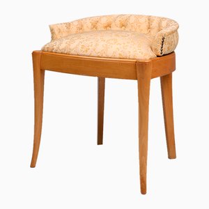 French Art Nouveau Side Chair in Beech Wood with Low Back, 1940s