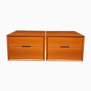 Cherrywood Bedside Tables, Italy, 1980s, Set of 2