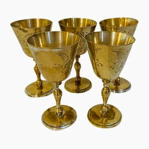 Brass Goblets, 1950s, Set of 5