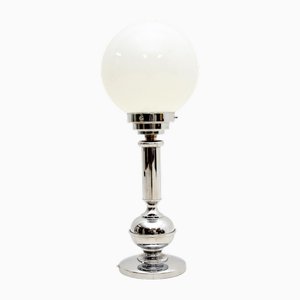 Art Deco Tischlampe aus Chrom & Glas, 1930er