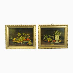 Violante Grieco, Still Lifes with Fruit and Flowers, 1950, Oil on Panel Paintings, Framed, Set of 2