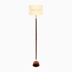 Lampada da terra vintage in teak e ottone, Danimarca, 1960