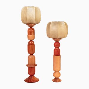 Skulpturale Italienische Cocoon Tischlampen, 1970er, 2er Set