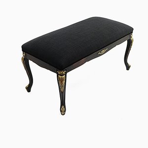 Vintage Bank aus schwarzem Leinenstoff