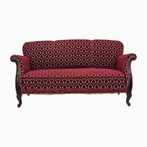 Vintage Danish Three-Seater Sofa in Velour and Beech, 1950s