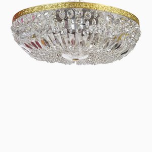 Deckenlampe aus Messing & Kristallglas von Palwa, 1950er