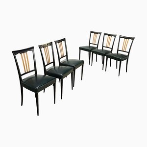 Stühle aus Holz & Kunstleder, Italien, 1950er, 6 . Set