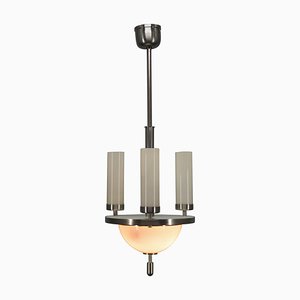 Art Deco Tubular Nickel Plated Hanging Light, 1920s