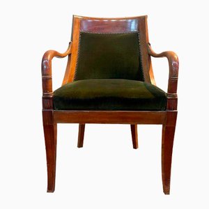 Restoration Empire Office Chair in Mahogany and Green Velvet