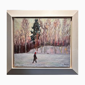 Boris Lavrenko, Winter Sunset, Öl auf Leinwand, 1990er