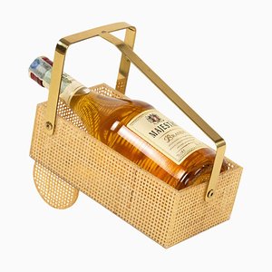 Porte-Bouteille en Acrylique, Osier et Laiton dans le style de Christian Dior, Italie, 1970
