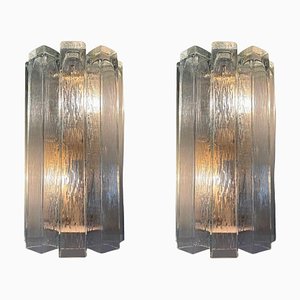 Monumental Italian Wall Lamps attributed to Venini, Italy, 1970s, Set of 2