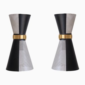 Black and White Wall Lamps with Rotating Shades from Falkenbergs Belysning, 1960s, Set of 2
