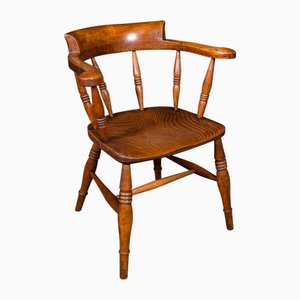 Silla de escritorio Captain's Elbow inglesa victoriana de olmo