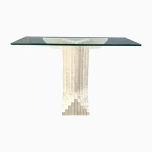 Table Console Vintage en Travertin façon Carlo Scarpa, 1970s