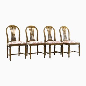 Swedish Gustavian Dining Chairs with Mahogany Varnish on Beech, 1950s, Set of 4