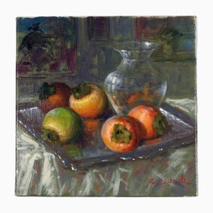 Renato Criscuolo, Kaki-Stillleben, Anfang 2000, Öl auf Leinwand