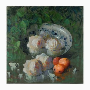 Renato Criscuolo, Natura morta di fiori bianchi, Olio su tela