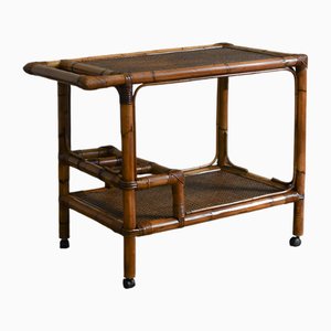 Bar Cart in Bamboo and Vienna Straw, 1980s