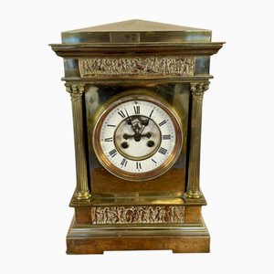 Horloge de Cheminée Victorienne Antique en Laiton, 1870