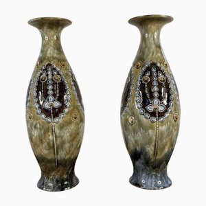 Art Nouveau Shaped Vases from Royal Doulton, 1920, Set of 2
