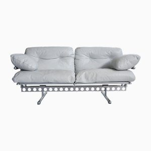 2-Seater Ouverture Sofa White Leather by Pierluigi Cerri for Poltrona Frau, 1982