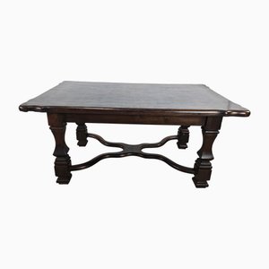 Low Inlaid Walnut Coffee Table with Crossed Legs, 1950s