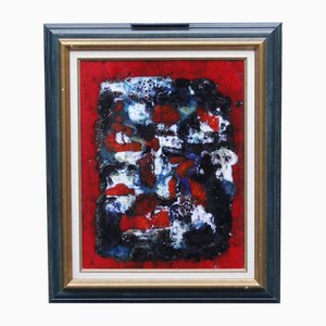 Mid-Century Abstraktes Kunstwerk aus emailliertem Lavastein, 1970er
