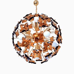 Lámpara de araña Sputnik de latón con 11 luces de Fontana Arte, Italia, años 70
