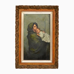 Dutch Artist, Mother & Baby, 1860, Oil on Canvas, Framed