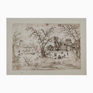 Artista olandese, Paesaggio, Disegno a china, 1680