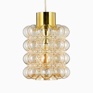 Mid-Century Pendant Lamp in Amber-Colored Glass in Bubble by Helena Tynell for Limburg, 1970s